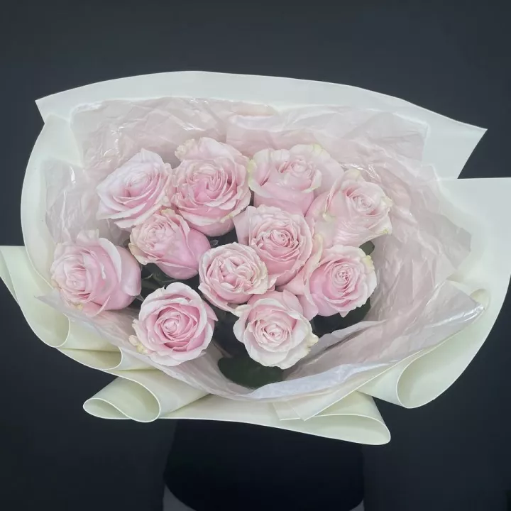 Букет из 11 розовых роз Pink Mondial - фото 2