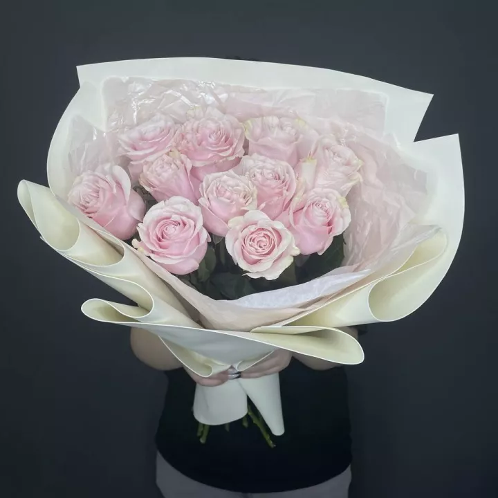 Букет из 11 розовых роз Pink Mondial - фото 3