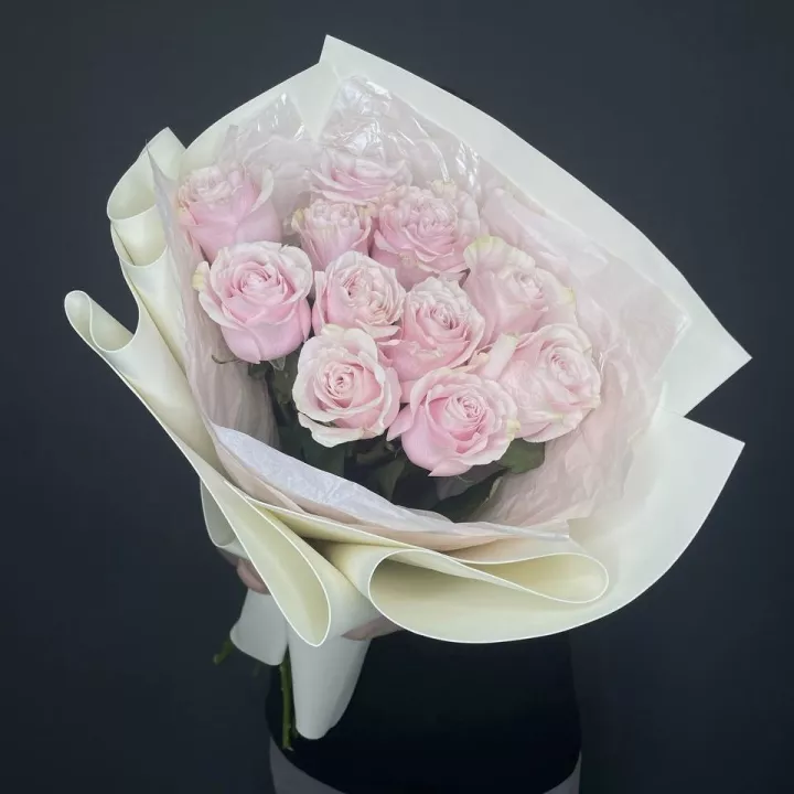 Букет из 11 розовых роз Pink Mondial - фото 4